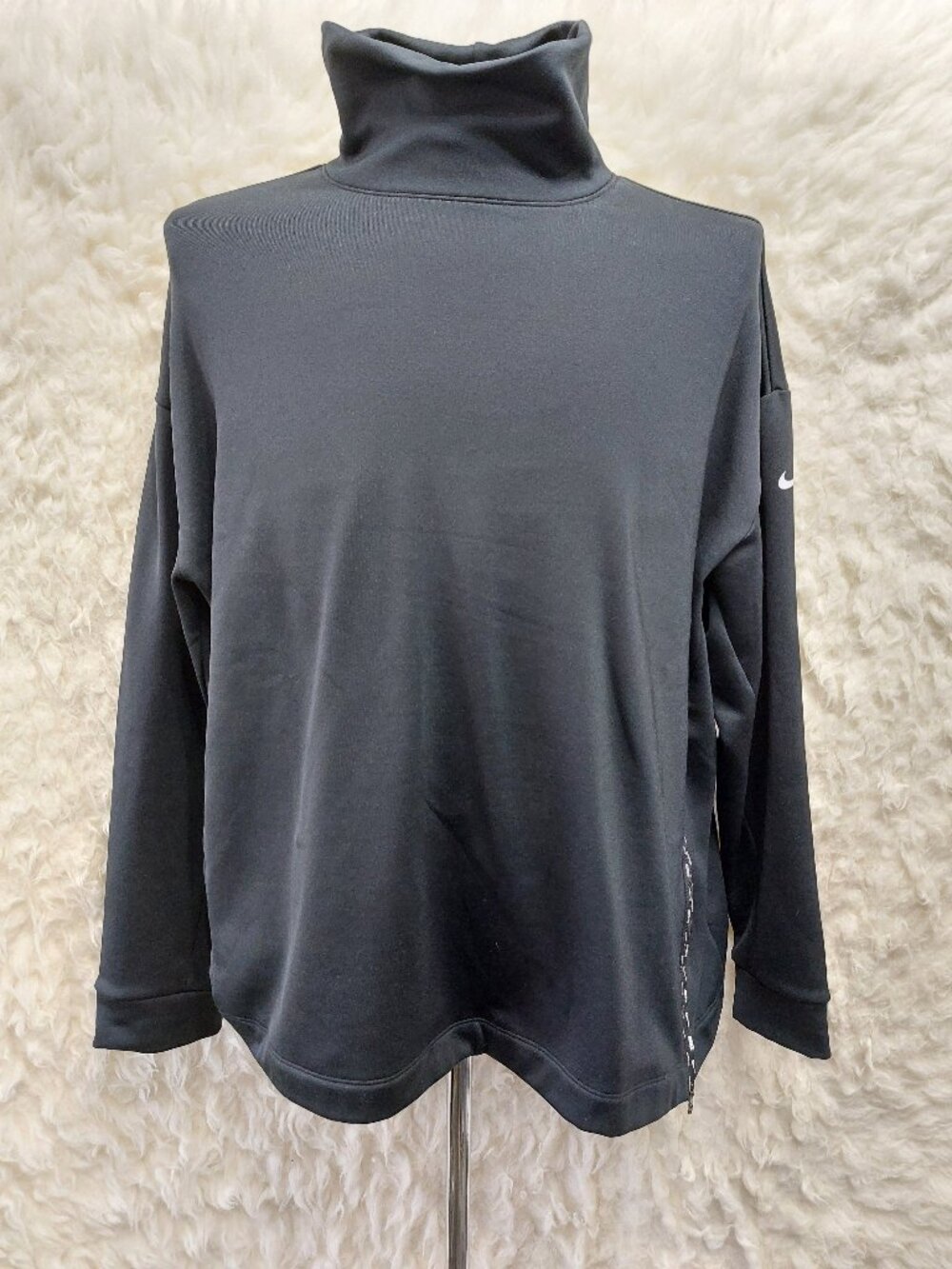 Nike Womens LS Fleece Funnel Neck Pull-Over Side Zip Jacket Size XL